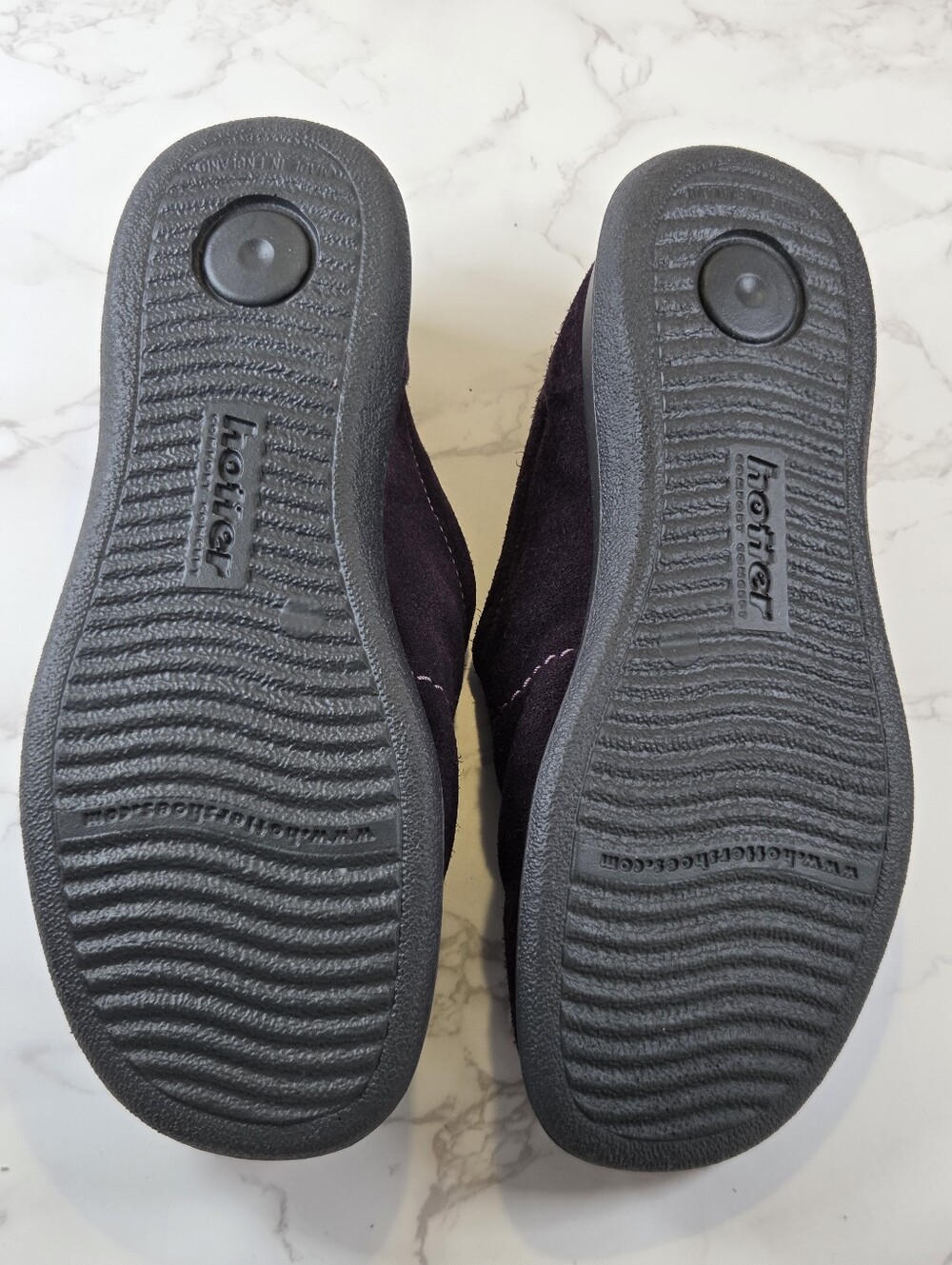 hotter Two-Tone Plum Suede Slip-Ons with Embroidered Accent(B25) - Picture 4 of 8